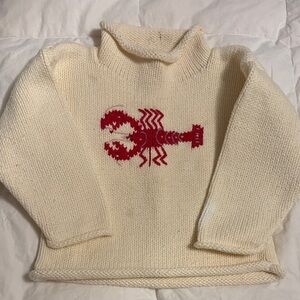 Cream Sweater with Red Lobster Design